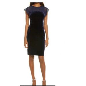 Harper Rose Flutter-Sleeve Sheath Navy Dress Size
